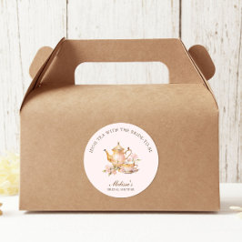 ハイティーパステルピンクゴールドのウェディングシャワー ラウンドシール