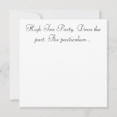 ハイティーパーティの招待状。みすぼらしいシックビクトリアンな。 招待状 (裏面)