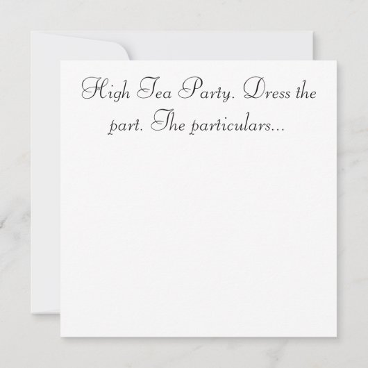 ハイティーパーティの招待状。みすぼらしいシックビクトリアンな。 招待状 (裏面)