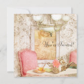 ハイティーパーティの招待状。みすぼらしいシックビクトリアンな。 招待状 (正面)