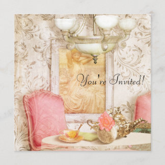ハイティーパーティの招待状。みすぼらしいシックビクトリアンな。 招待状