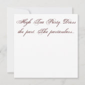 ハイティーパーティの招待状。みすぼらしいシックビクトリアンな。 招待状 (裏面)