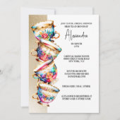 ハイティーパーティーティーカップフローラ夏の花シック 招待状 (正面)