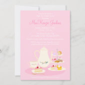 ハイティーパーティーブライダルシャワー招待ピンク色 (正面)