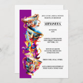 ハイティーパーティー ティーカップ カーニバル マスク 仮面舞踏会 招待状 (正面/裏面)