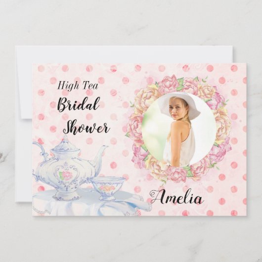 ハイティーフォトブライダルシャワーの招待 招待状 (正面)