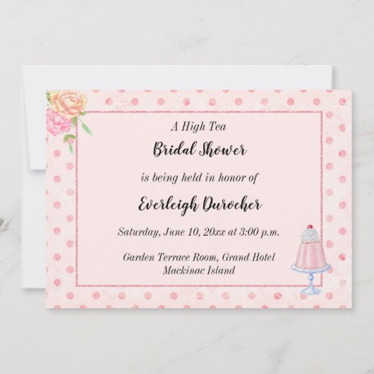 ハイティーフォトブライダルシャワーの招待 招待状 (裏面)