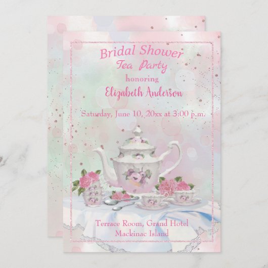 ハイティーブライダルシャワーの招待 招待状 (正面/裏面)