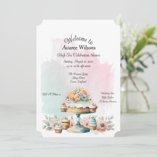 ハイティーブライダルシャワー 案内状 (スタンド正面)