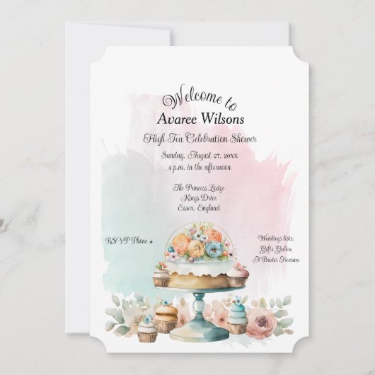 ハイティーブライダルシャワー 案内状 (正面)