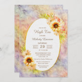 ハイティーブライダルブランチ絵を描金ゴールドフローラ 招待状 (正面/裏面)