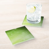 ハイテクなスタイルの緑色航法燈のデザイン ガラスコースター (アングル)