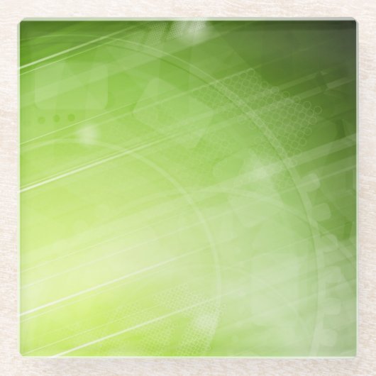 ハイテクなスタイルの緑色航法燈のデザイン ガラスコースター (正面)