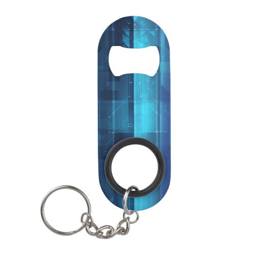 ハイテクなデジタル背景 キーホルダー栓抜き (正面)