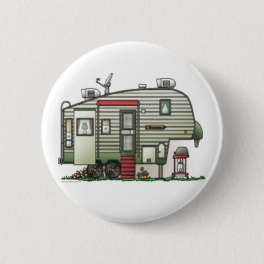 ハイテクな第5車輪のキャンピングカーボタン 缶バッジ (正面)