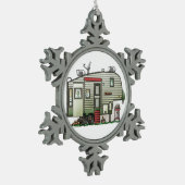 ハイテクな第5車輪 スノーフレークピューターオーナメント (左)