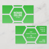 ハイテクな蜜蜂の巣パターン-緑 名刺 (正面/裏面)