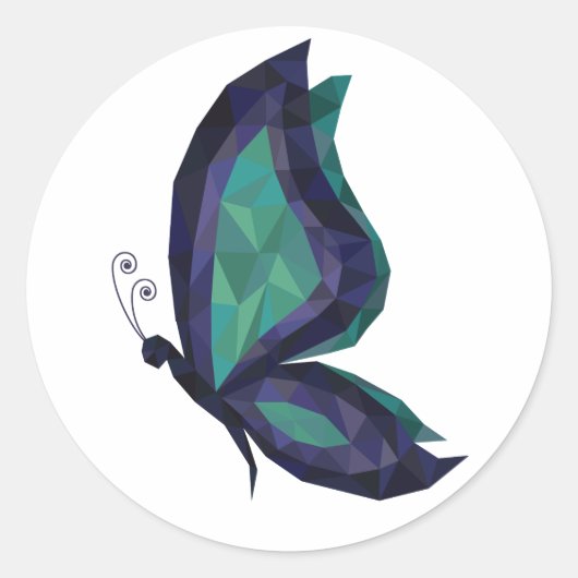 ハイテクのbuttfly低ポリ幾何モダンデザイン。 ラウンドシール (正面)