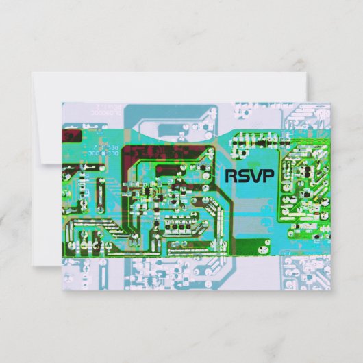 ハイテクオタクの結婚式の出欠確認カード 招待状 (正面)