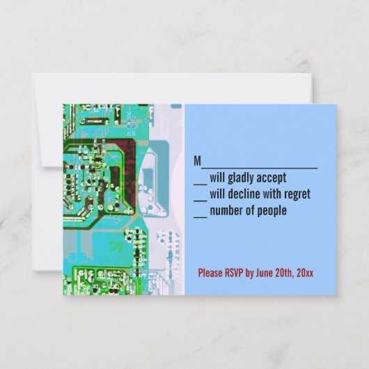 ハイテクギーク結婚式RSVPカード 招待状 (裏面)