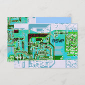ハイテクギーク結婚式RSVPカード 招待状 (正面/裏面)