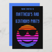 ハイテク絵文字クール男の子の誕生日パーティー 招待状 (正面/裏面)