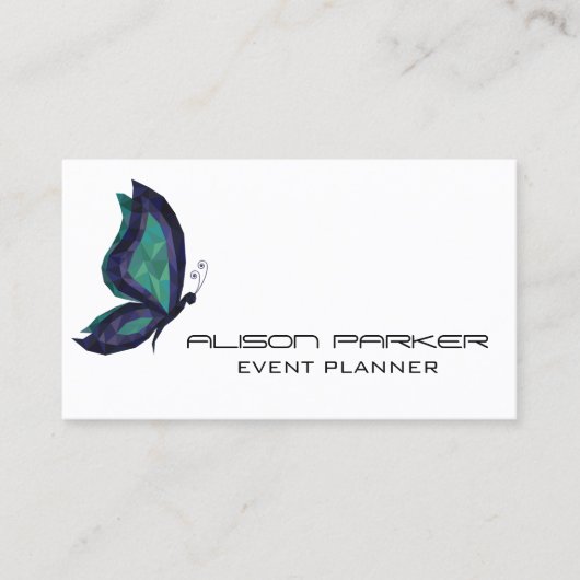 ハイテク蝶の幾何学的モダンイベントプランナー 名刺 (正面)