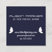 ハイテク蝶の羽ファンタジー作家ライター スクエア名刺 (裏面)