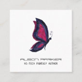 ハイテク蝶の羽ファンタジー作家ライター スクエア名刺 (正面)