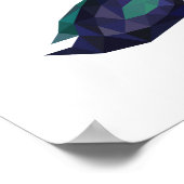 ハイテク蝶、幾何学的な青の緑のローポリ ポスター (角)