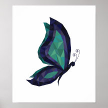 ハイテク蝶、幾何学的な青の緑のローポリ