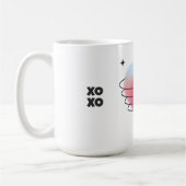 ハイテク3Dハート、宇宙惑星ハートと星 コーヒーマグカップ (左)