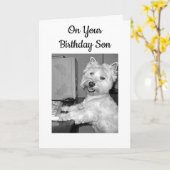 ****ハイテク*****誕生日はウェスティーの息子さんに カード (黄色い花)