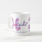 ハイディの一流の意味ハートの花Hのモノグラムのマグ コーヒーマグカップ (正面左)