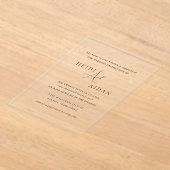 ハイディコンテンポラリースクリプトモダンエレガントな結婚式 アクリル招待状 (レイダウン)