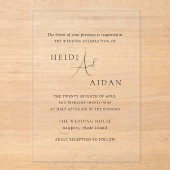 ハイディコンテンポラリースクリプトモダンエレガントな結婚式 アクリル招待状 (正面)