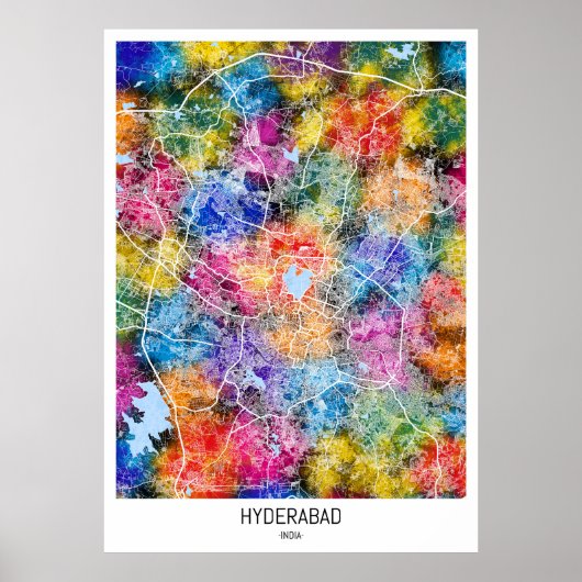 ハイデラバード・インディアの地図 ポスター (正面)