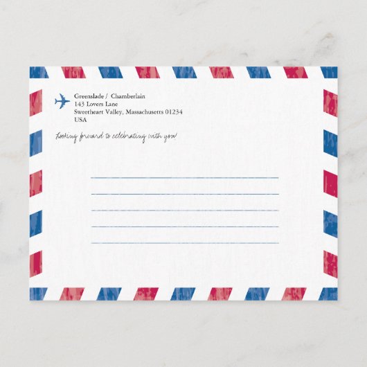 ハイデラバード、インド航空便の結婚式の日付を保存 案内ポストカード (裏面)