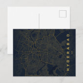 ハイデラバード インド 都市地図 ミニマル デザイン ポストカード (正面/裏面)