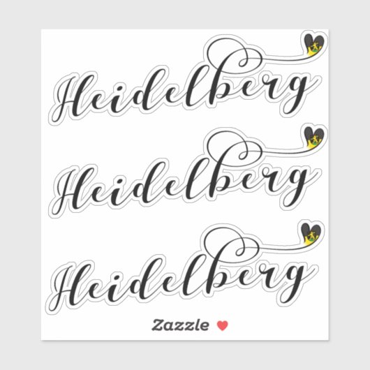 ハイデルベルク国旗のハート，ドイツ シール (シート)