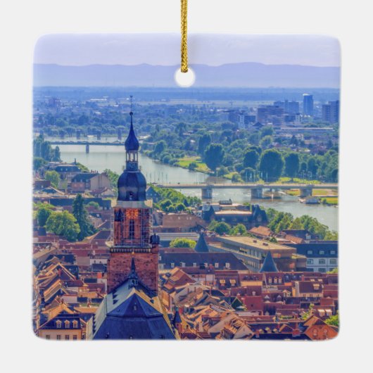 ハイデルベルク,ドイツの空中表示 セラミックオーナメント (裏面)