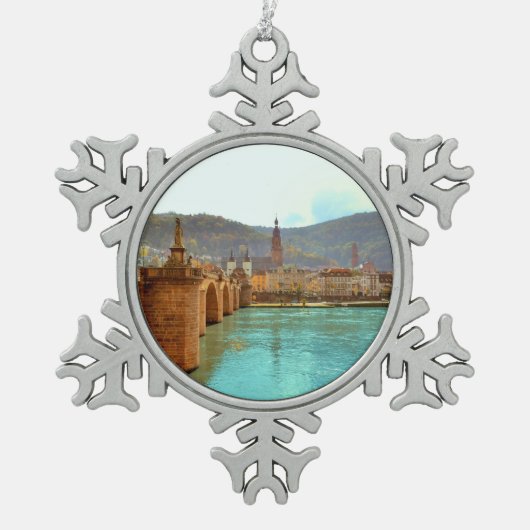 ハイデルベルク、ドイツ スノーフレークピューターオーナメント (正面)