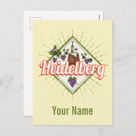 ハイデルベルグアムネックルドイツレトロワインヴィンテージ シーズンポストカード (正面/裏面)