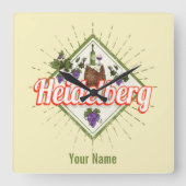 ハイデルベルグアムネックルドイツレトロワインヴィンテージ スクエア壁時計 (正面)