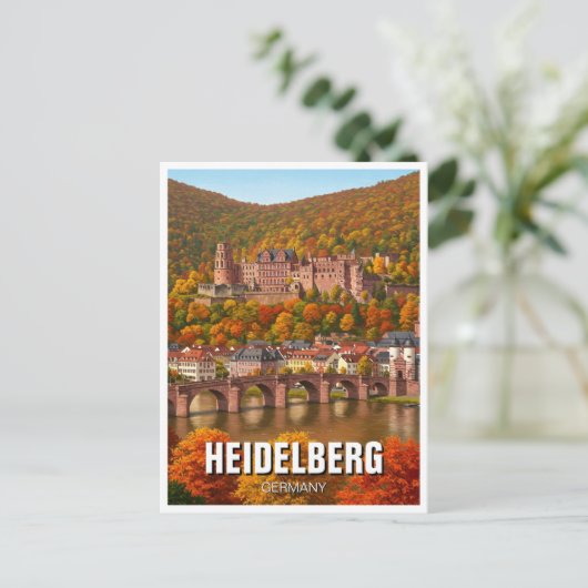 ハイデルベルグキャッスルドイツ秋の旅行 ポストカード (スタンド正面)