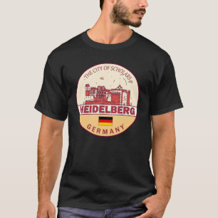 ハイデルベルグドイツシティスカイラインエンブレム Tシャツ
