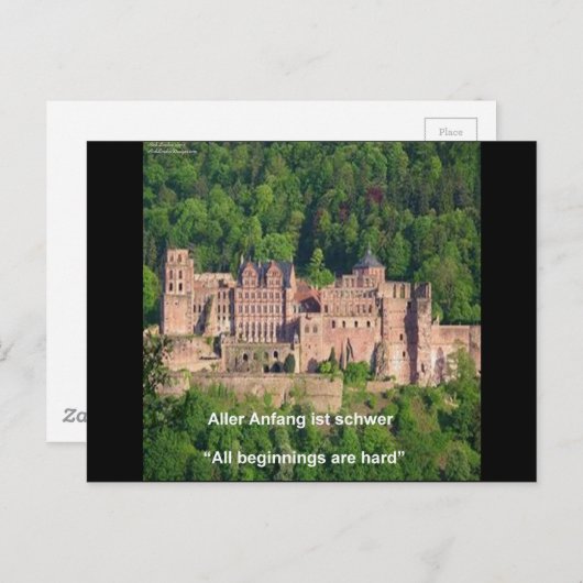 ハイデルベルグ城ドイツ語とドイツ語のことわざ ポストカード (正面/裏面)