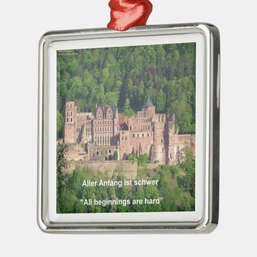 ハイデルベルグ城ドイツ語とドイツ語のことわざ メタルオーナメント (左)