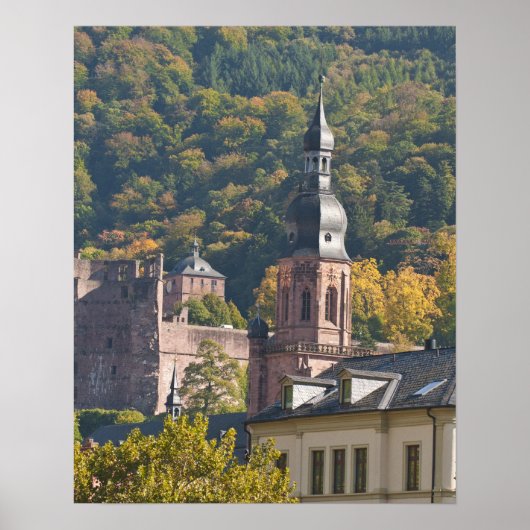 ハイデルベルグ旧市街の眺め ポスター (正面)