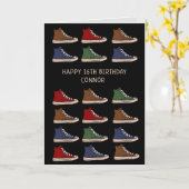 ハイトップスニーカーの靴のデザイン誕生日 カード (黄色い花)